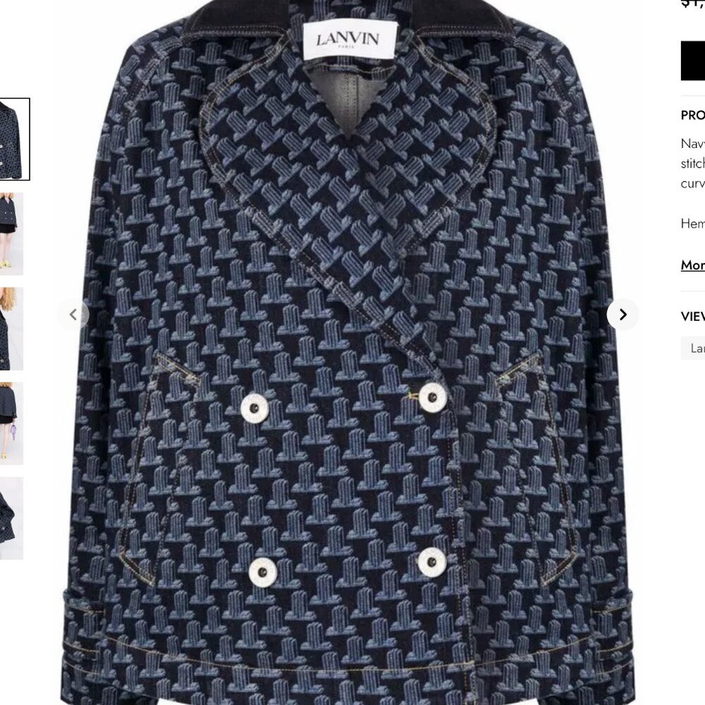 Lanvin Monogram-Pattern Swing Denim Jacket - image 5